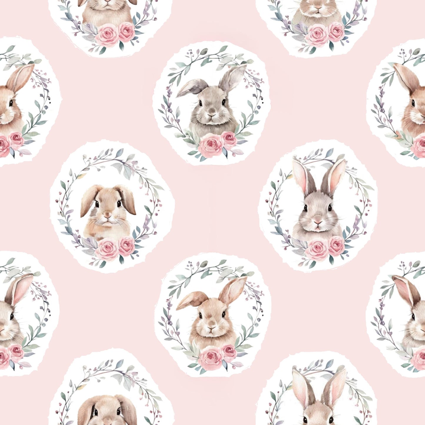 bunny pink Nursery Nature Woodland watercolor Animals Baby Friends
