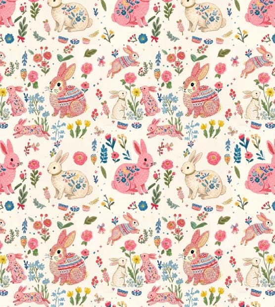 pink rabbit Nursery Nature Woodland watercolor Animals Baby Friends