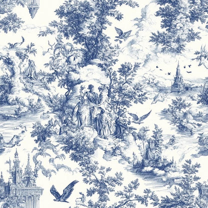 pink toile fabric. Vintage Classic fabric of an English country garden on a white background.