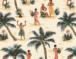 Vintage Hawaii Tiki Fabric - Soft and Lightweight 100% Poly, Ideal for Clothing, by Yard - US Shipping