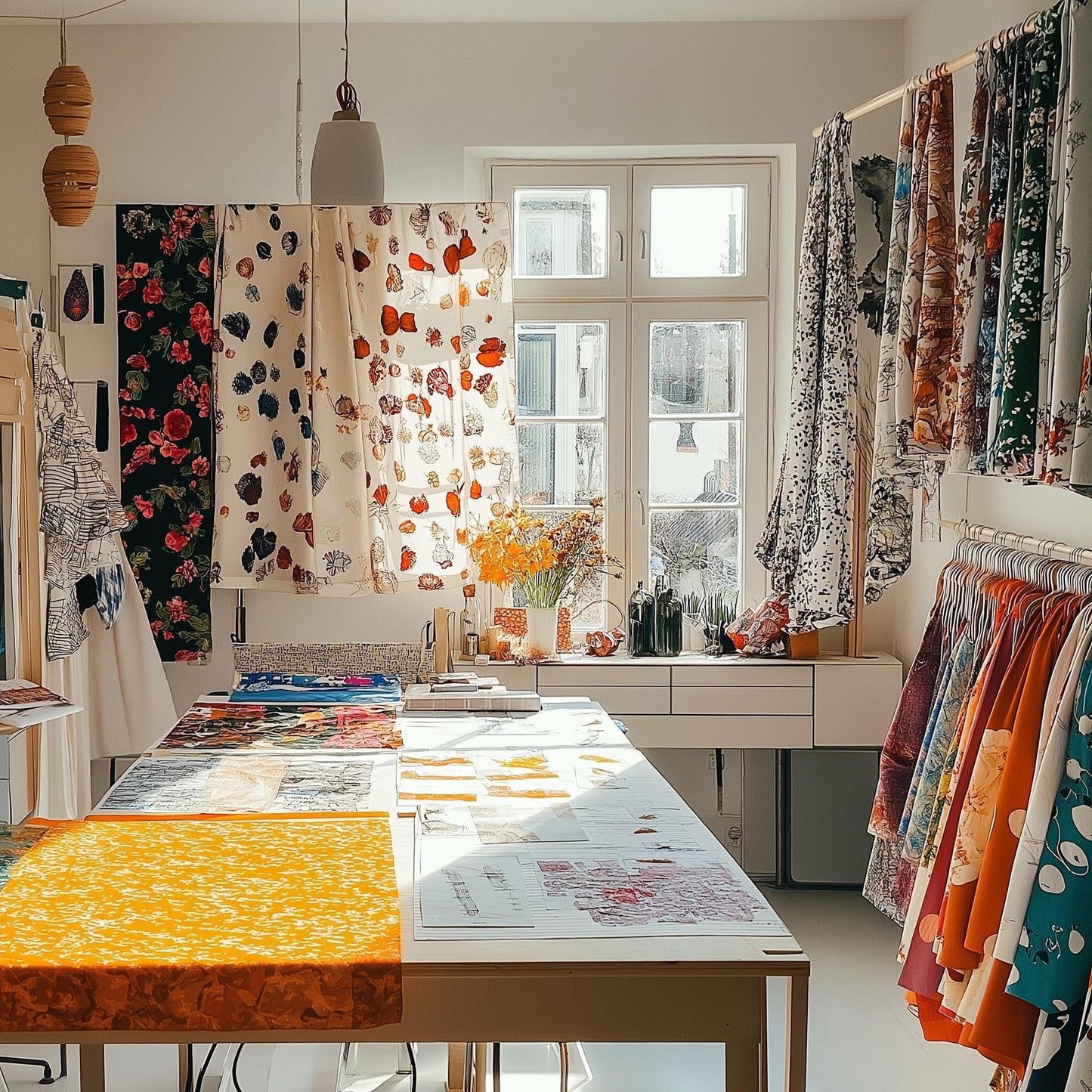 Fairy tale fabric. wonderland. watercolor illustrations of whimsical animals in Fabric By the yard