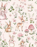 Fairy tale fabric. wonderland. watercolor illustrations of whimsical animals in Fabric By the yard