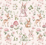 watercolor illustrations of whimsical animals in fairy tale fabric. wonderland. Fabric By the  yard