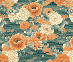 japanese_fabric. orange_ans_teal_colored_