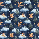 dragon fabric. Night Fantasy baby dragon Apparel Fabric - Colorful - Whimsical Fun Cute Happy Cheerful Griffin Clothing Fabric by the Yard
