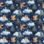 dragon fabric. Night Fantasy baby dragon Apparel Fabric - Colorful - Whimsical Fun Cute Happy Cheerful Griffin Clothing Fabric by the Yard