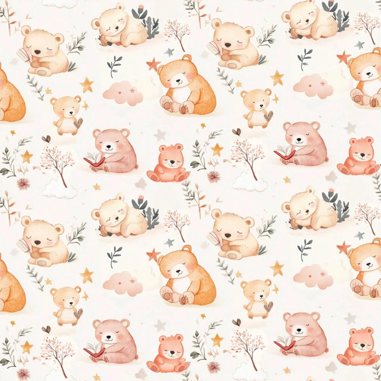 Baby bear fabric - kids clothing family bear baby shower Fabric by the Yard