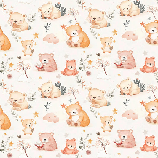 Baby bear fabric - kids clothing family bear baby shower Fabric by the Yard