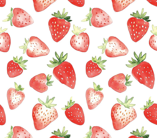 cute strawberry illust watercolor pattern  Fabric by the Yard.