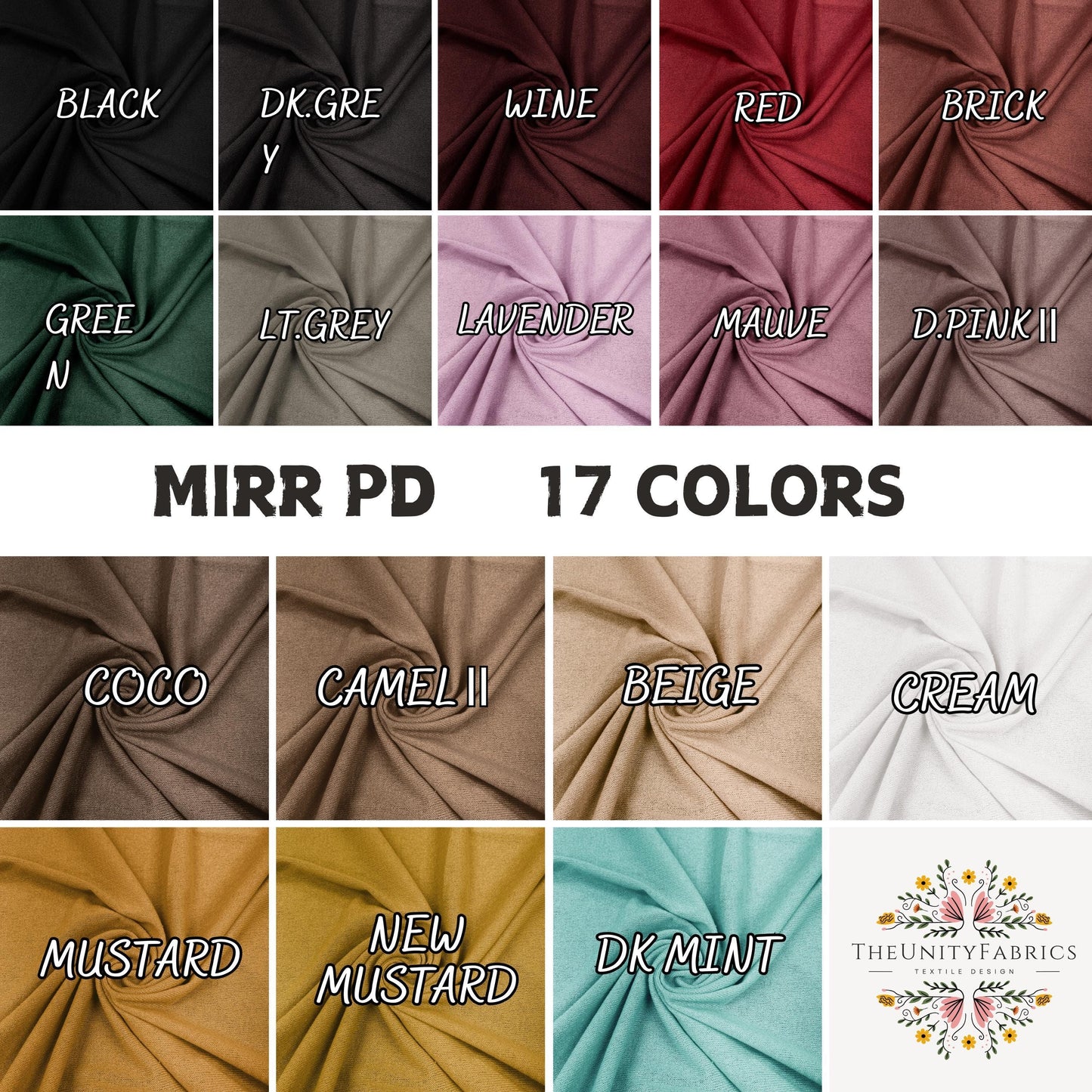 Mirr PD, Sweater Fabric by the yard. Soft and Stretchy. 60" width. Fabric By The Yard.