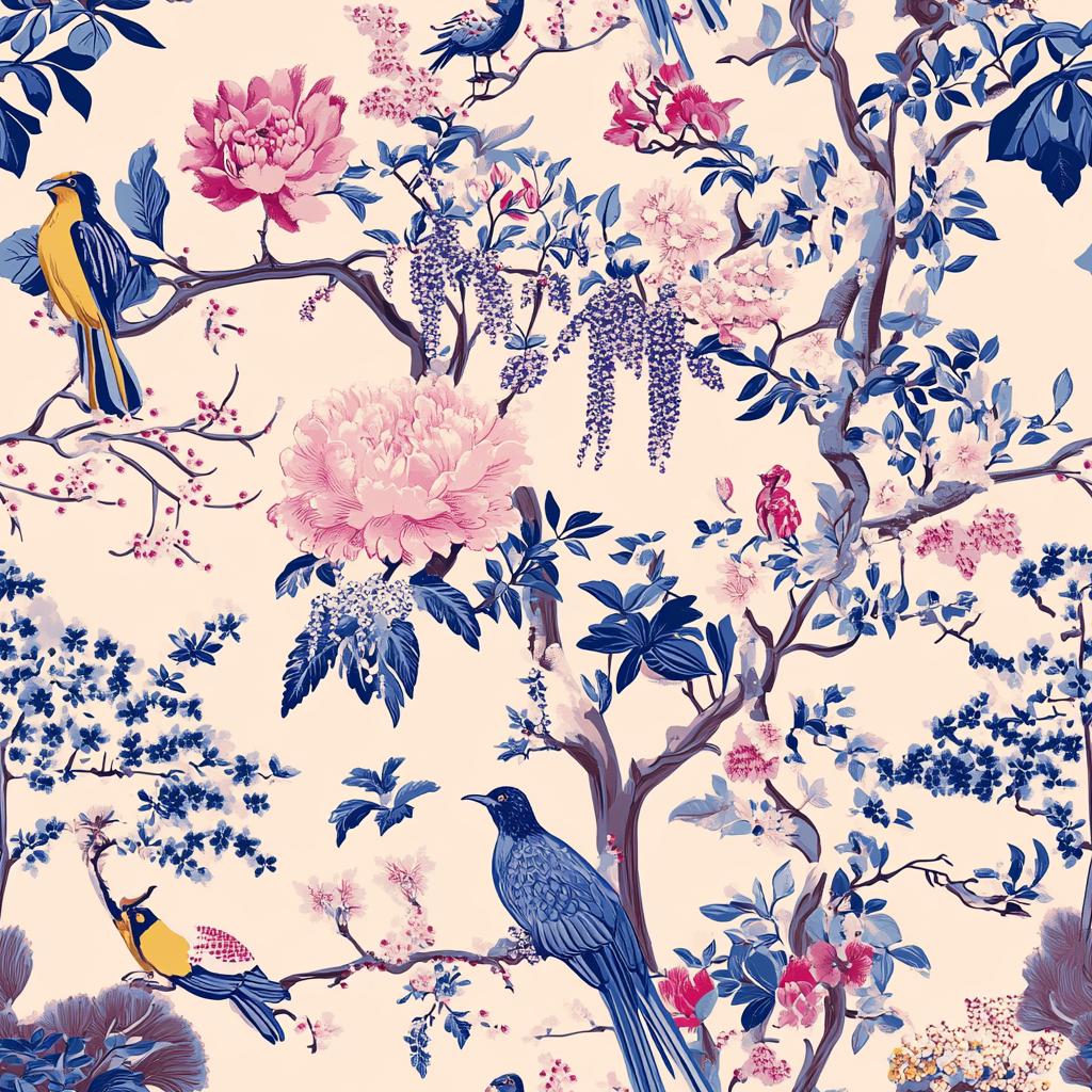 chinoiserie, enchanted forest.japanese flower_japanese_fabric