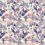 Chinoiserie fabric, enchanted forest. Wisteria Bird Fabric – Colorful Botanical fabric by the Yard, Floral Garden for home deco, craft