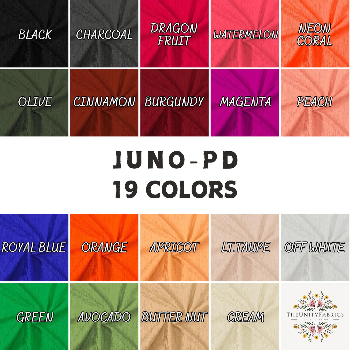 multicolor crepe, solid summer spring dress top, pants fabric. thin fabric. Juno pd