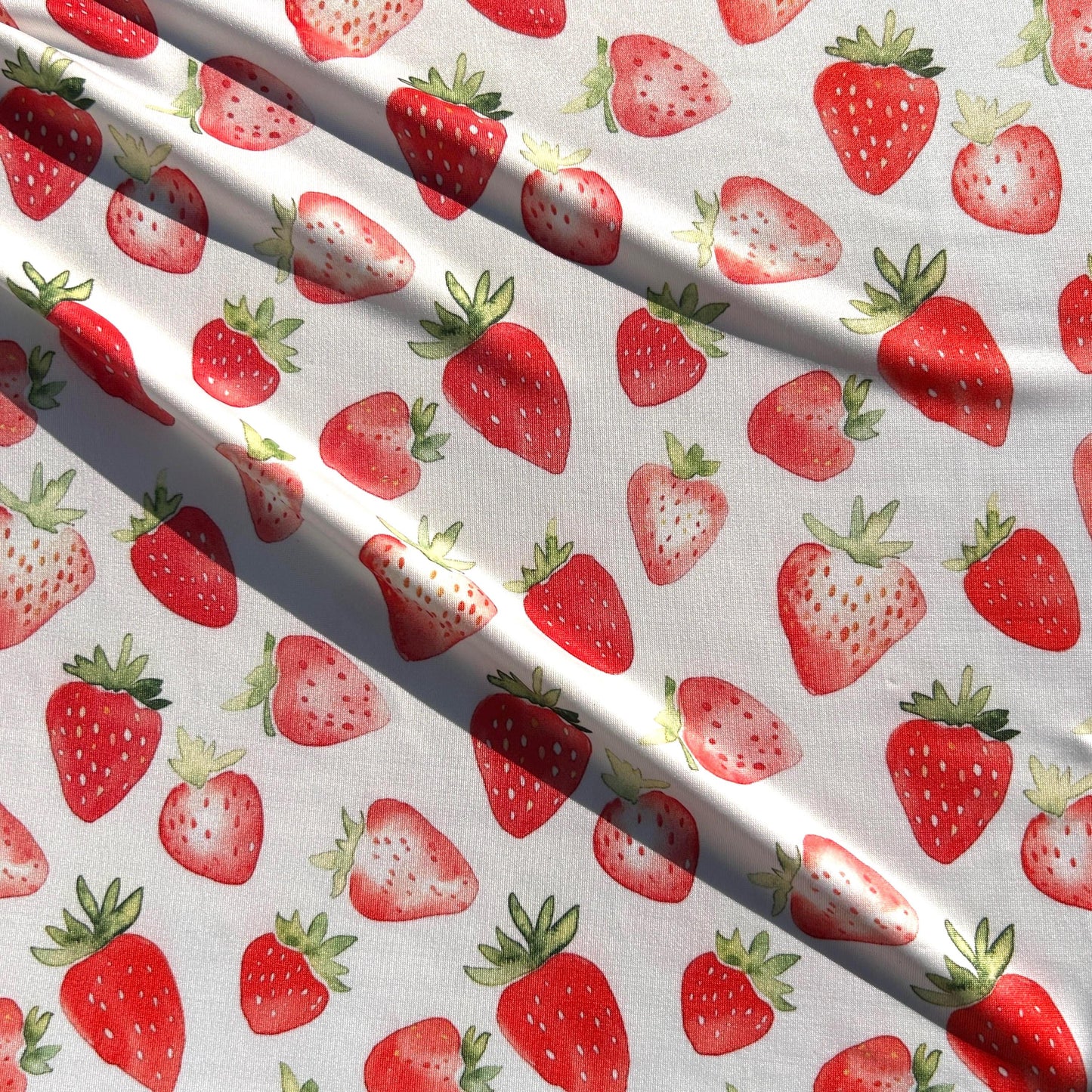 strawberry fabric. watercolor illust pattern Fabric by the Yard.
