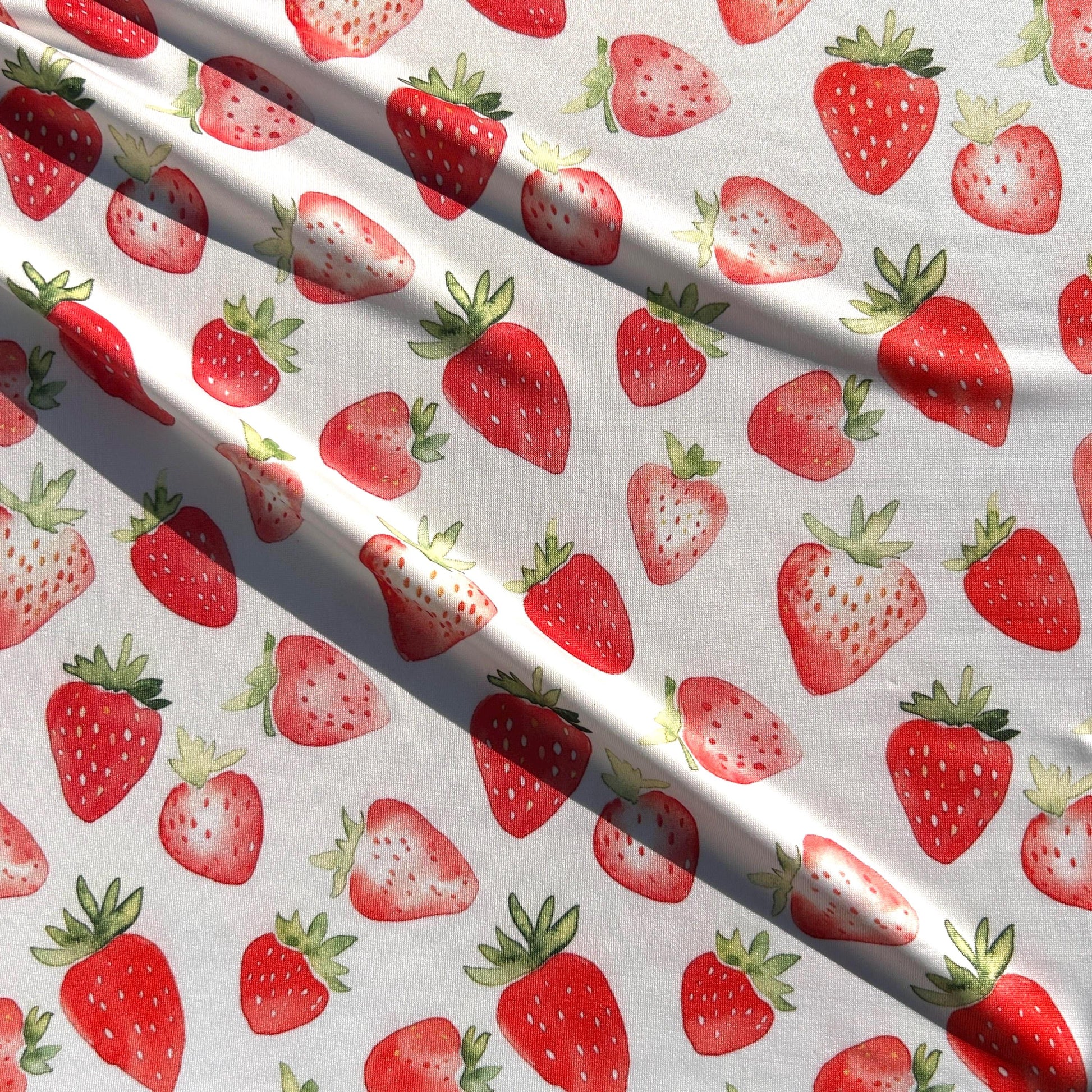 strawberry fabric. watercolor illust pattern Fabric by the Yard.