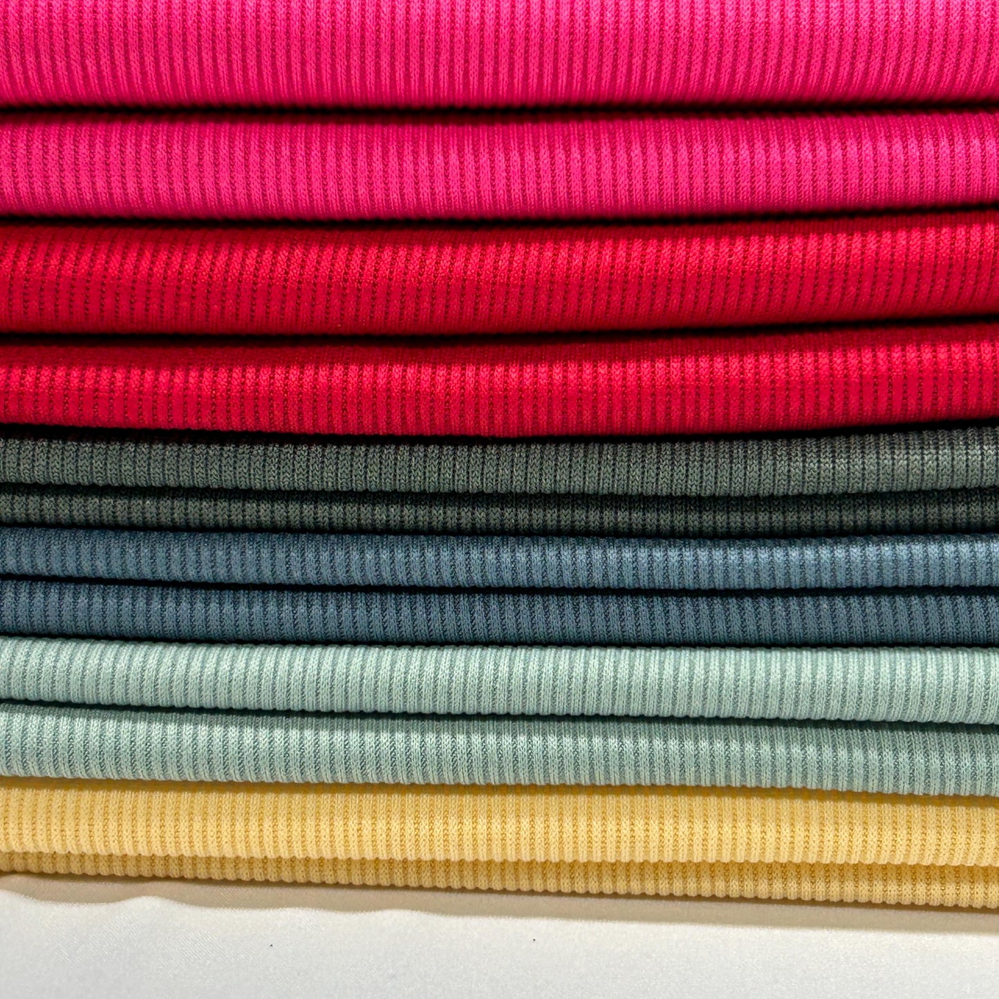 Rib knit fabric 2x1 . 60 inch width Baby Rib. Athena PD. 17 multicolor.  dress, top, stripe rib stretch.