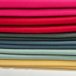 Rib knit fabric 2x1 . 60 inch width Baby Rib. Athena PD. 17 multicolor.  dress, top, stripe rib stretch.