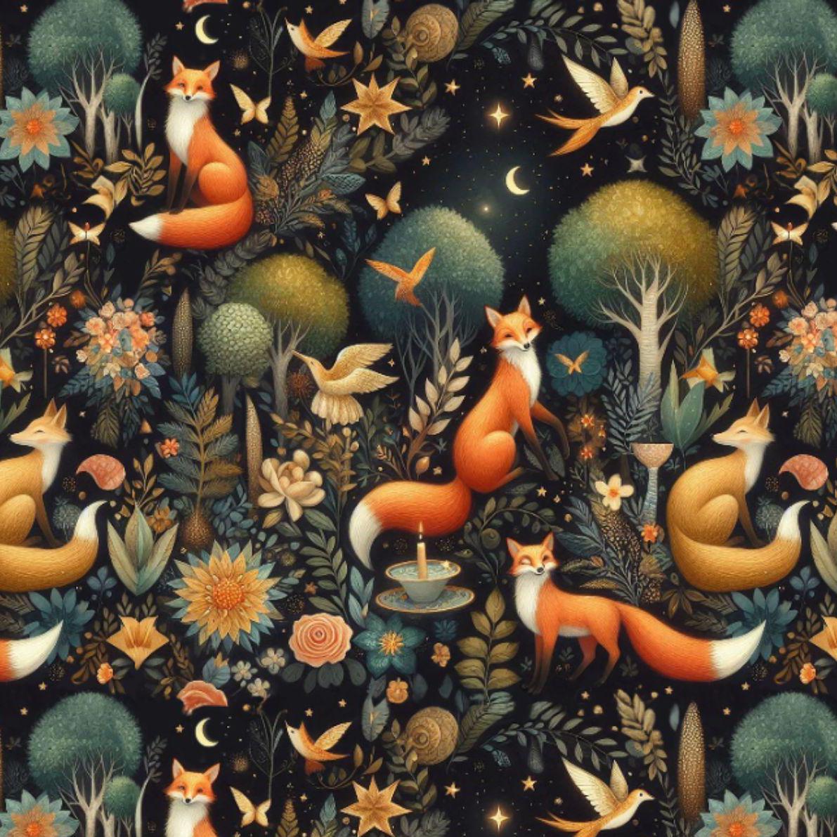 Woodland Fabric, Fox Fabric, Woodland , Wild forest Animal fabris, Fabric By The Half Yard
