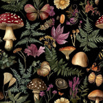 botanical Fabric - Rustic Mushroom vintage illustration in the style of cottagecore, earthy tones - Fabric by the Yard