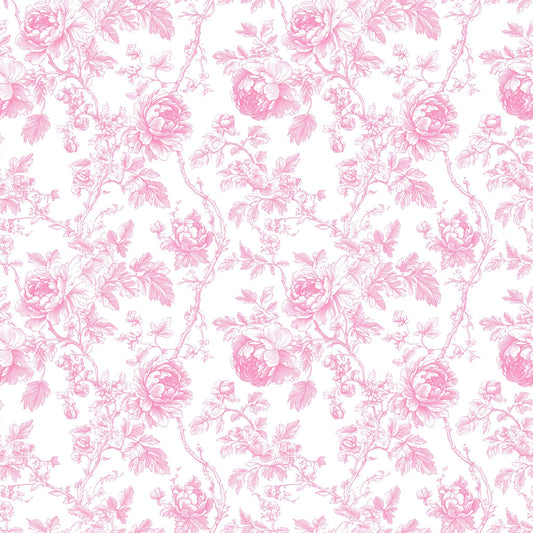 Vintage pink Toile fabric, sky blue Toile fabric by the yard.