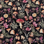 Botanical Fabric - Rustic Mushroom vintage illustration in the style of cottagecore, earthy tones - Fabric by the Yard