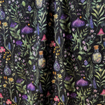 magical herbs Fabric. watercolor Botanical Herb, Wildflower Fabric – Colorful Floral fabric by the Yard. Vintage garden for fashion, deco