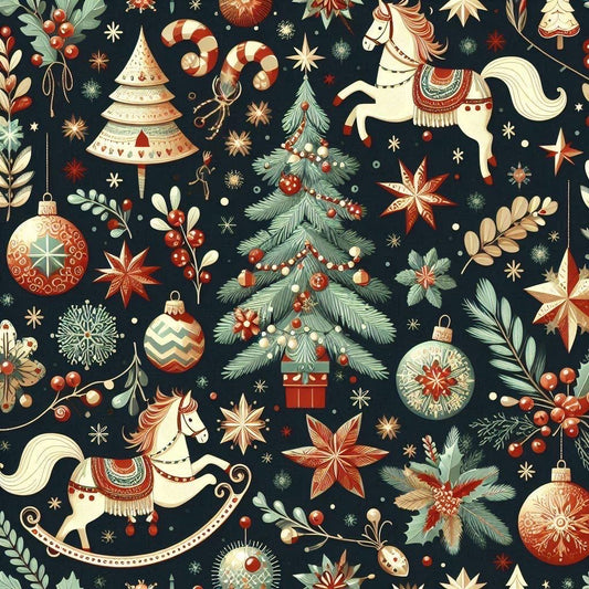 Christmasfabric, Santa Fabric, Merry  christmas ornament fabric. Printed Fabric,