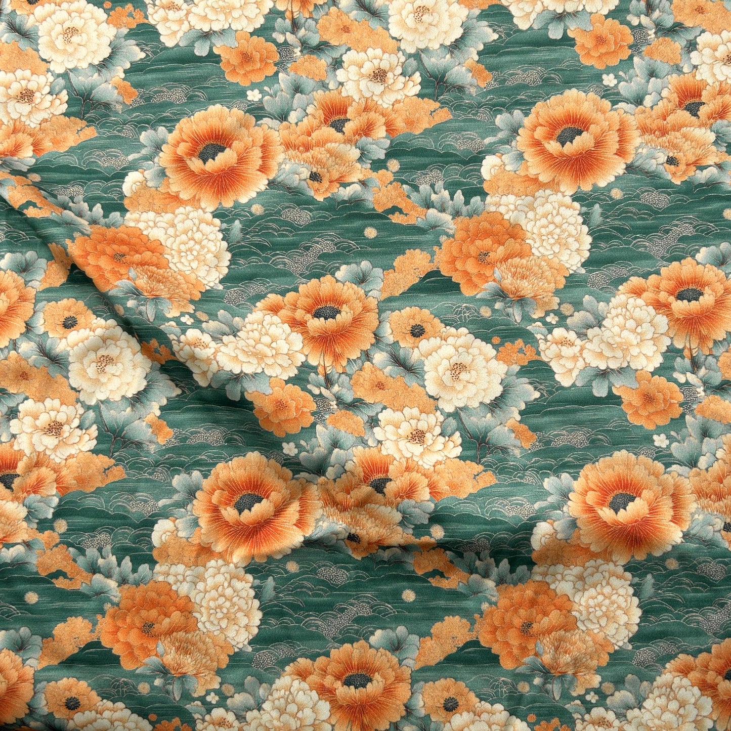 japanese_fabric. orange_ans_teal_colored_
