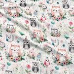 Owl Fabric by the Yard. kids fabric. cute animal fabric.