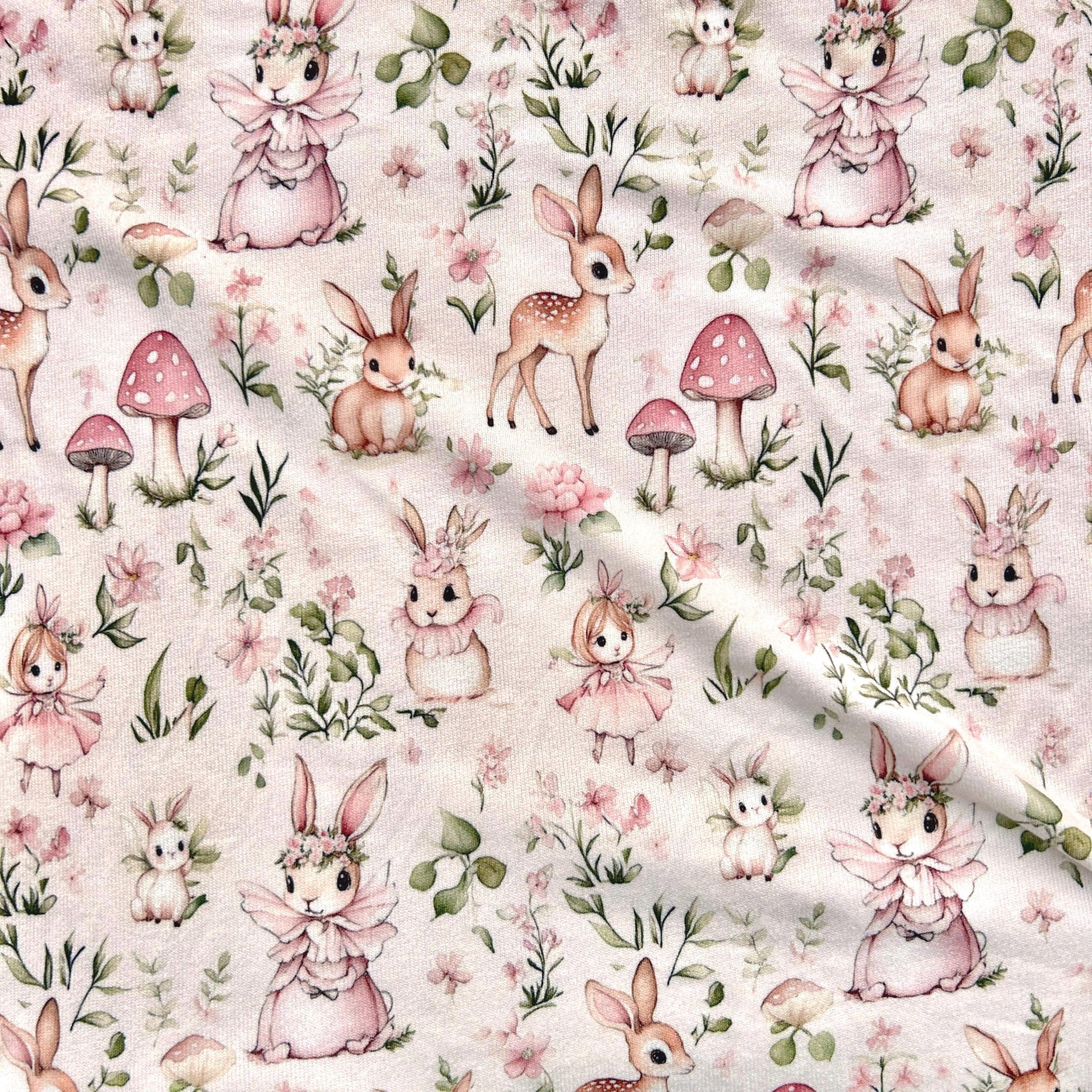 Fairy tale fabric. wonderland. watercolor illustrations of whimsical animals in Fabric By the yard
