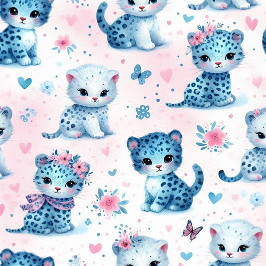 baby leopard fabric. Baby animal  Fabric by the Yard
