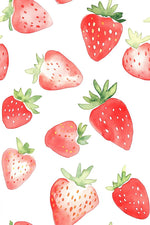 strawberry fabric. watercolor illust pattern Fabric by the Yard.