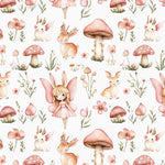 cute watercolor illustrations of whimsical animals in fairy tale fabric. wonderland. Fabric By the  yard
