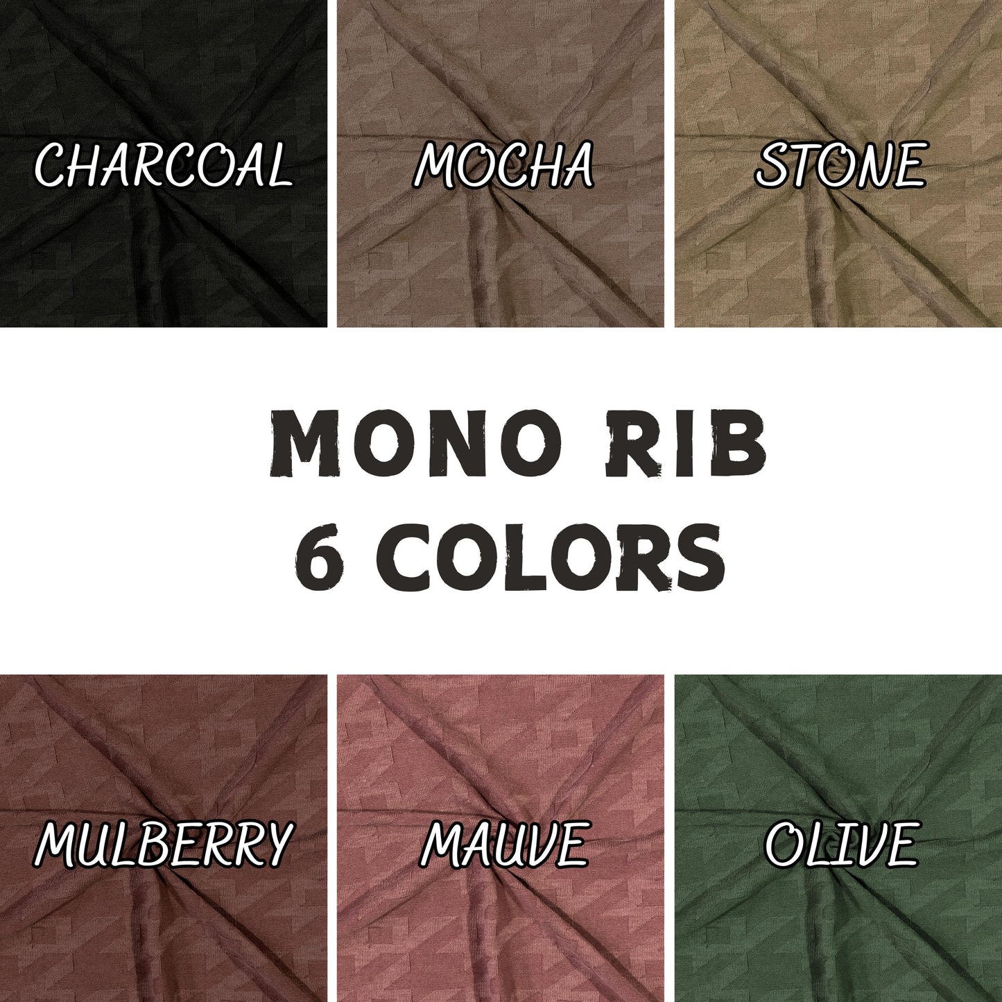 Mono Rib  fabric. Solid Color Pattern Textured Fabric. 60" width. Fabric By The Yard.