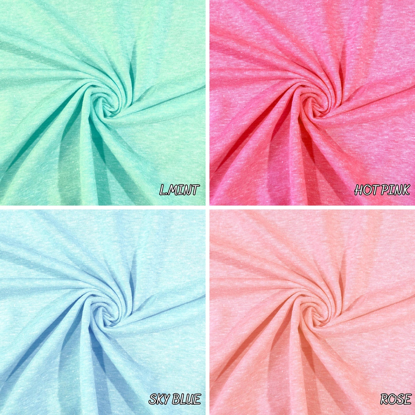 Tri French Terry Solid pink, blue, multi Color Textured Poly Fabric. 60" width. Fabric By The Yard.