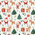 Santa fabric. deer tree gift Fabric Santa Claus Winter Christmas reindeer Fabric by the Yard