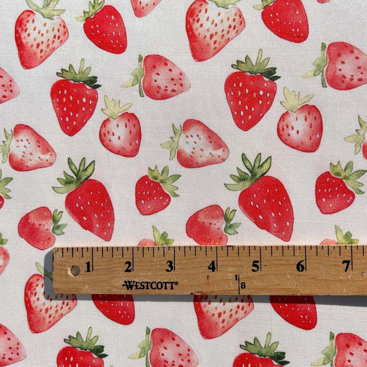 strawberry fabric. watercolor illust pattern Fabric by the Yard.