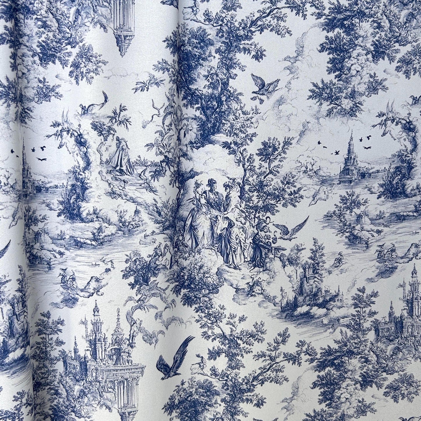 pink toile fabric. Vintage Classic fabric of an English country garden on a white background.
