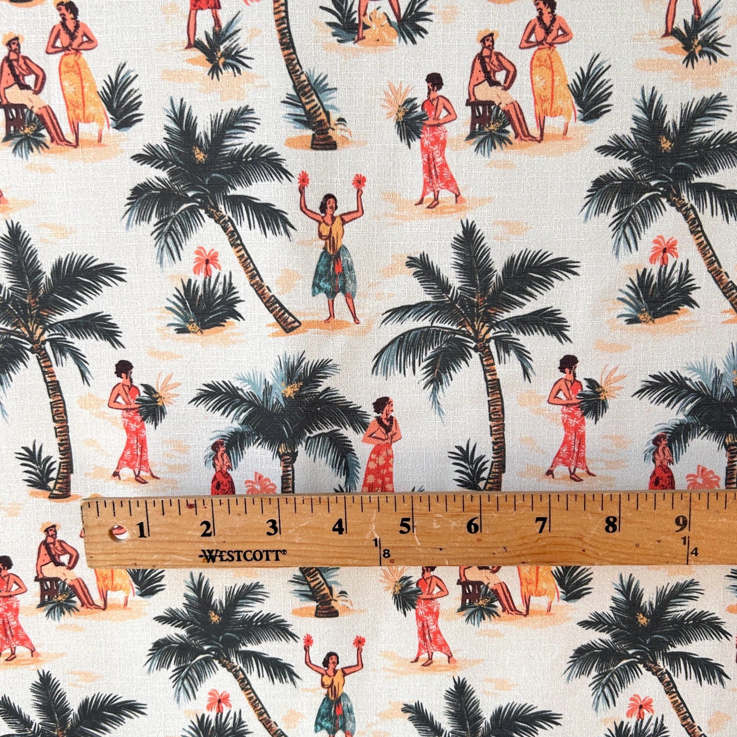 Vintage Hawaii Tiki Fabric - Soft and Lightweight 100% Poly, Ideal for Clothing, by Yard - US Shipping