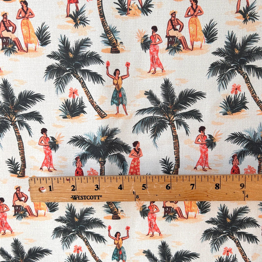 Vintage Hawaii Tiki Fabric - Soft and Lightweight 100% Poly, Ideal for Clothing, by Yard - US Shipping