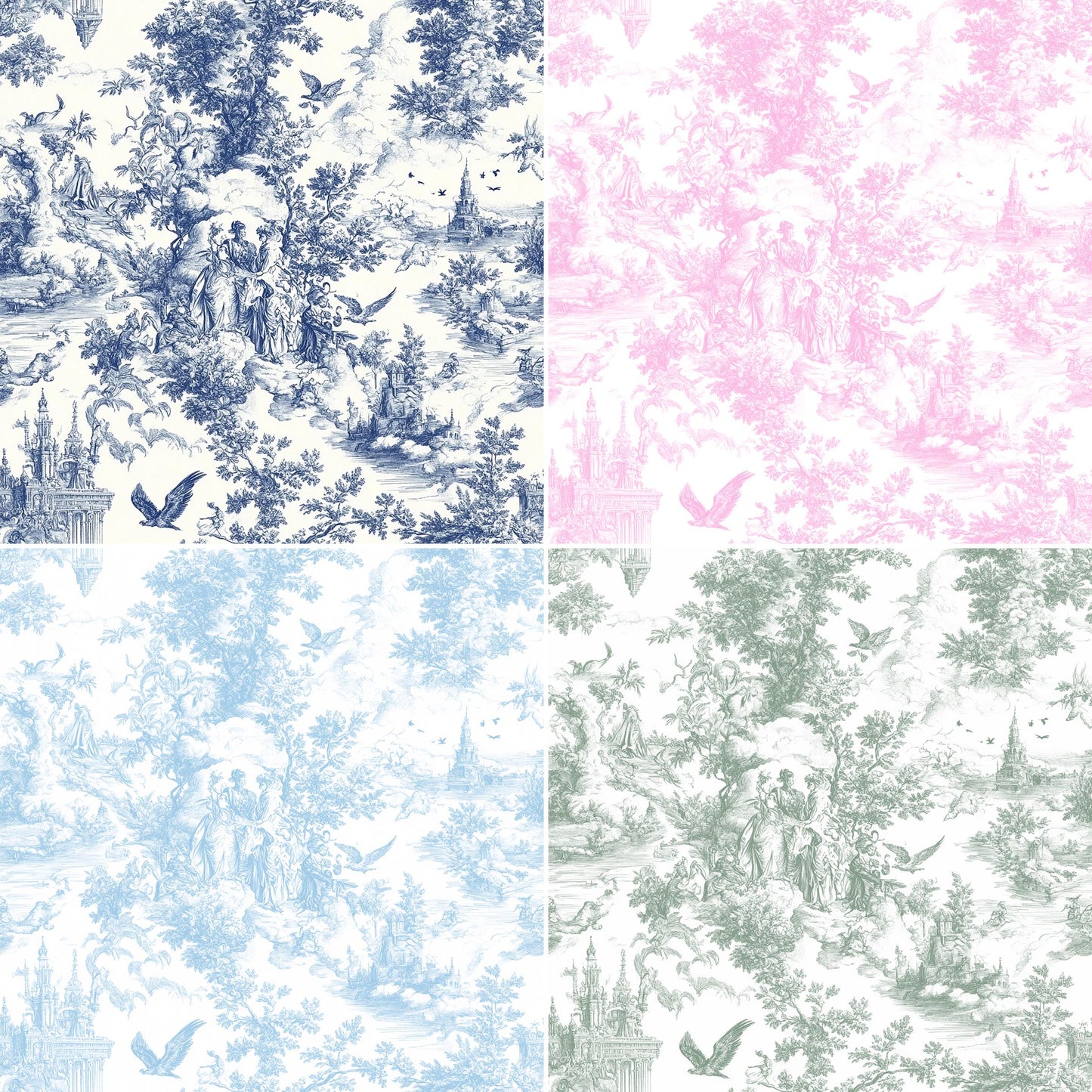 Toile Fabric by the Yard French Country Garden. Material thin summer Red fabric. Gift Wrapping Fabric Vintage Style. Sewing Gift for Mom