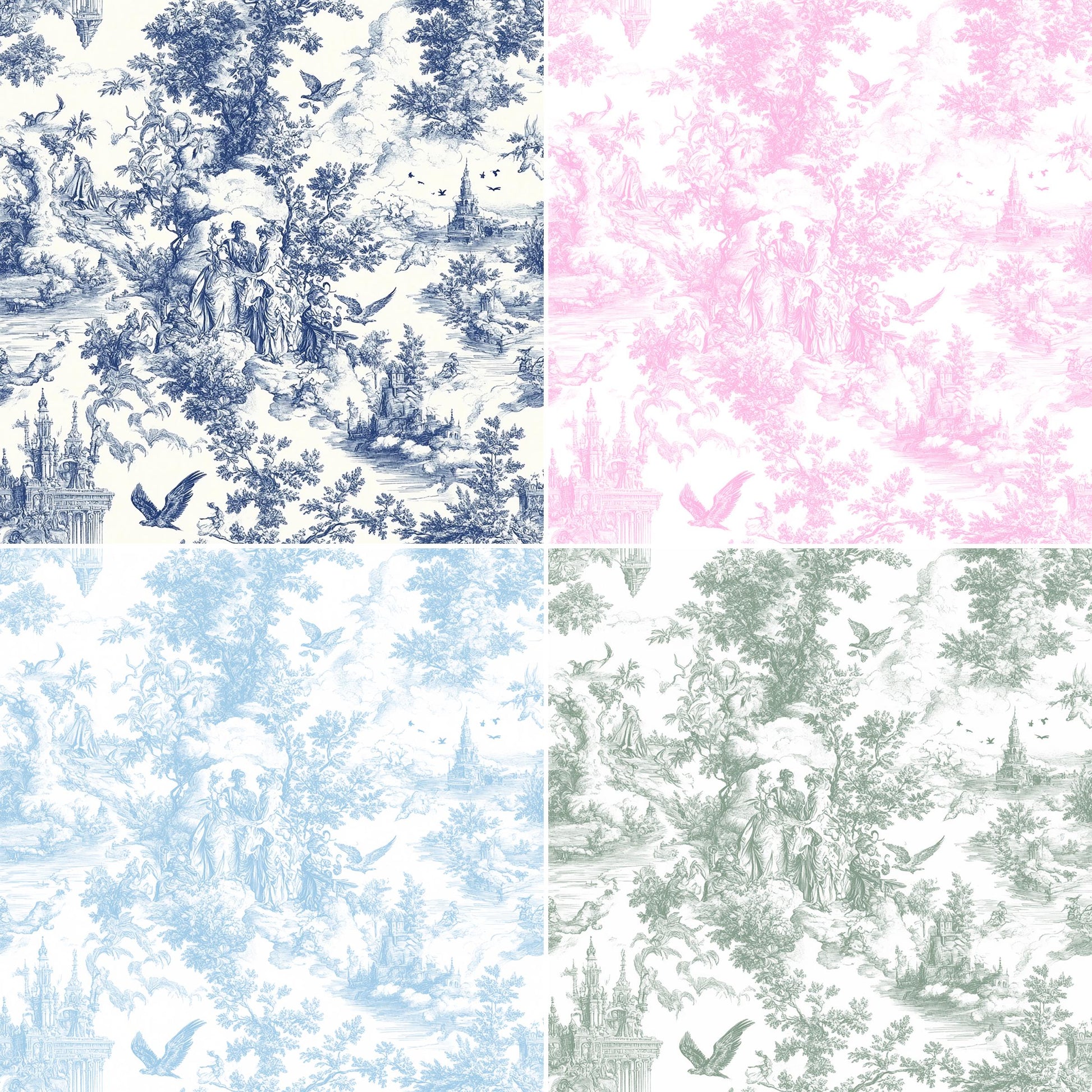 Toile Fabric by the Yard French Country Garden. Material thin summer Red fabric. Gift Wrapping Fabric Vintage Style. Sewing Gift for Mom