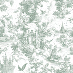pink toile fabric. Vintage Classic fabric of an English country garden on a white background.