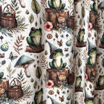 Whimsical Frog Woodland Fabric – Cute Forest Creatures fabric by the Yard, Mushroom & Nature Print for kid’s clothes, home deco