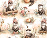 Otter Fabric by the Yard. Cute animal fabric. Wood land. fall fabric