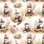 cute watercolor otter Fabric by the Yard