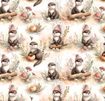 Otter Fabric by the Yard. Cute animal fabric. Wood land. fall fabric