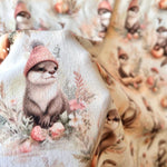 Otter Fabric by the Yard. Cute animal fabric. Wood land. fall fabric