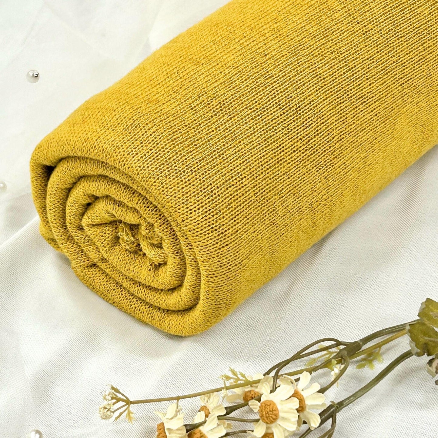 Log-PD Solid Color. light and soft Hacci. for cardigan, top, warm knit. yellow tone. fall fabric.