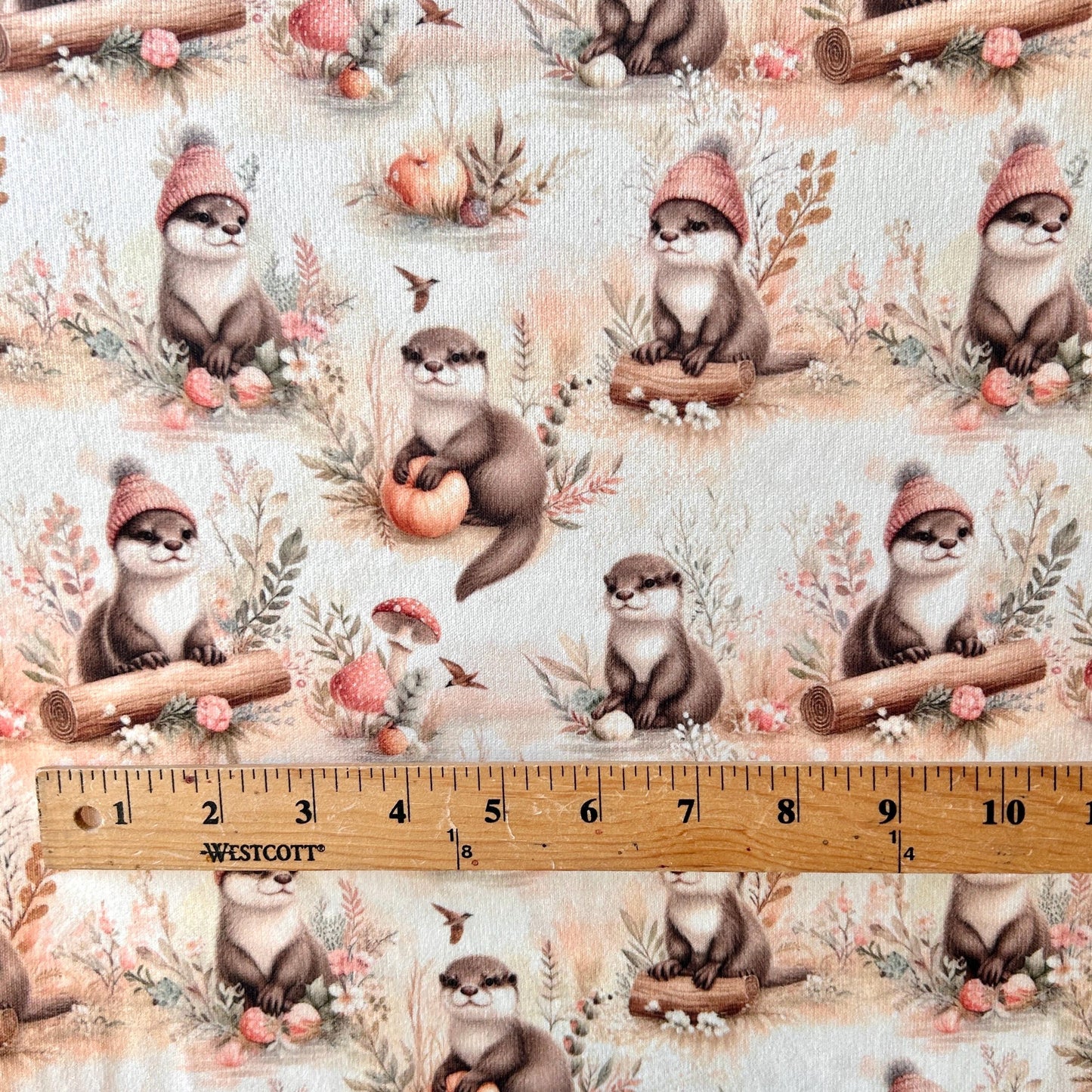 Otter Fabric by the Yard. Cute animal fabric. Wood land. fall fabric